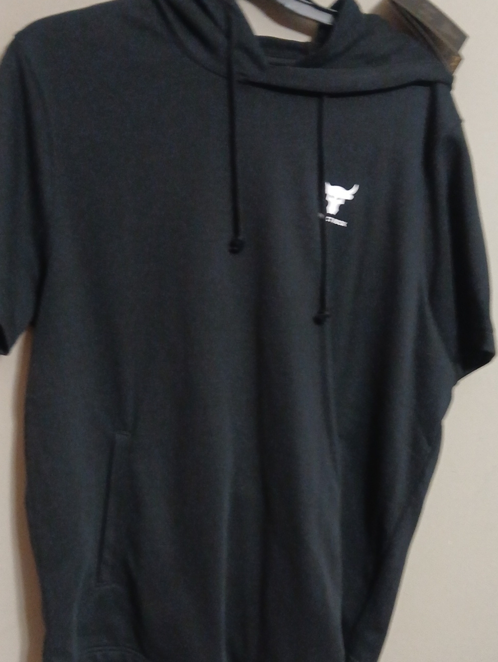 Under Armour Project Rock Black Short-Sleeve Hoodie with Logo